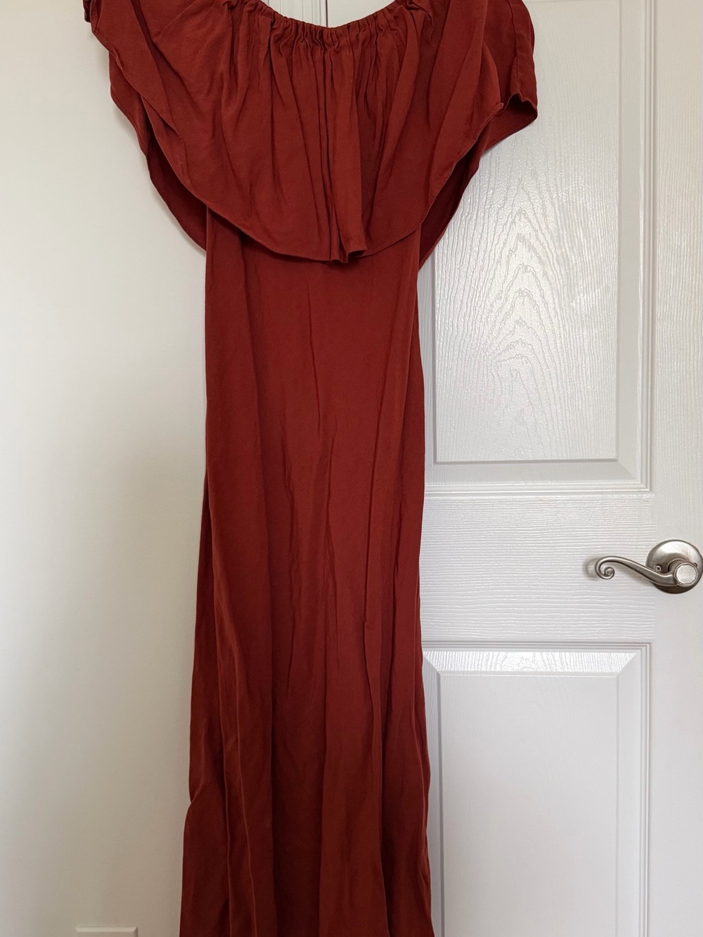 Zara Rust Off-Shoulder Maxi Dress